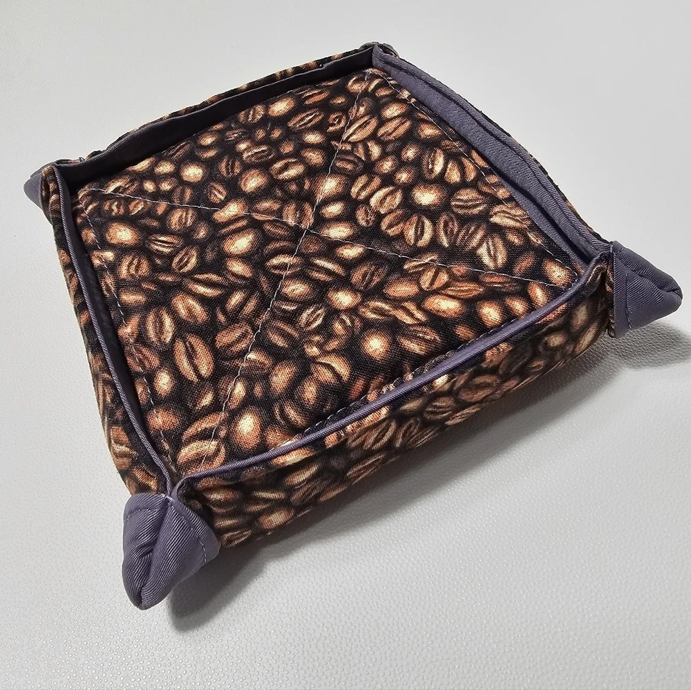 Handmade Cotton Coffee Print Washable Reversible Set Of 6 Coasters